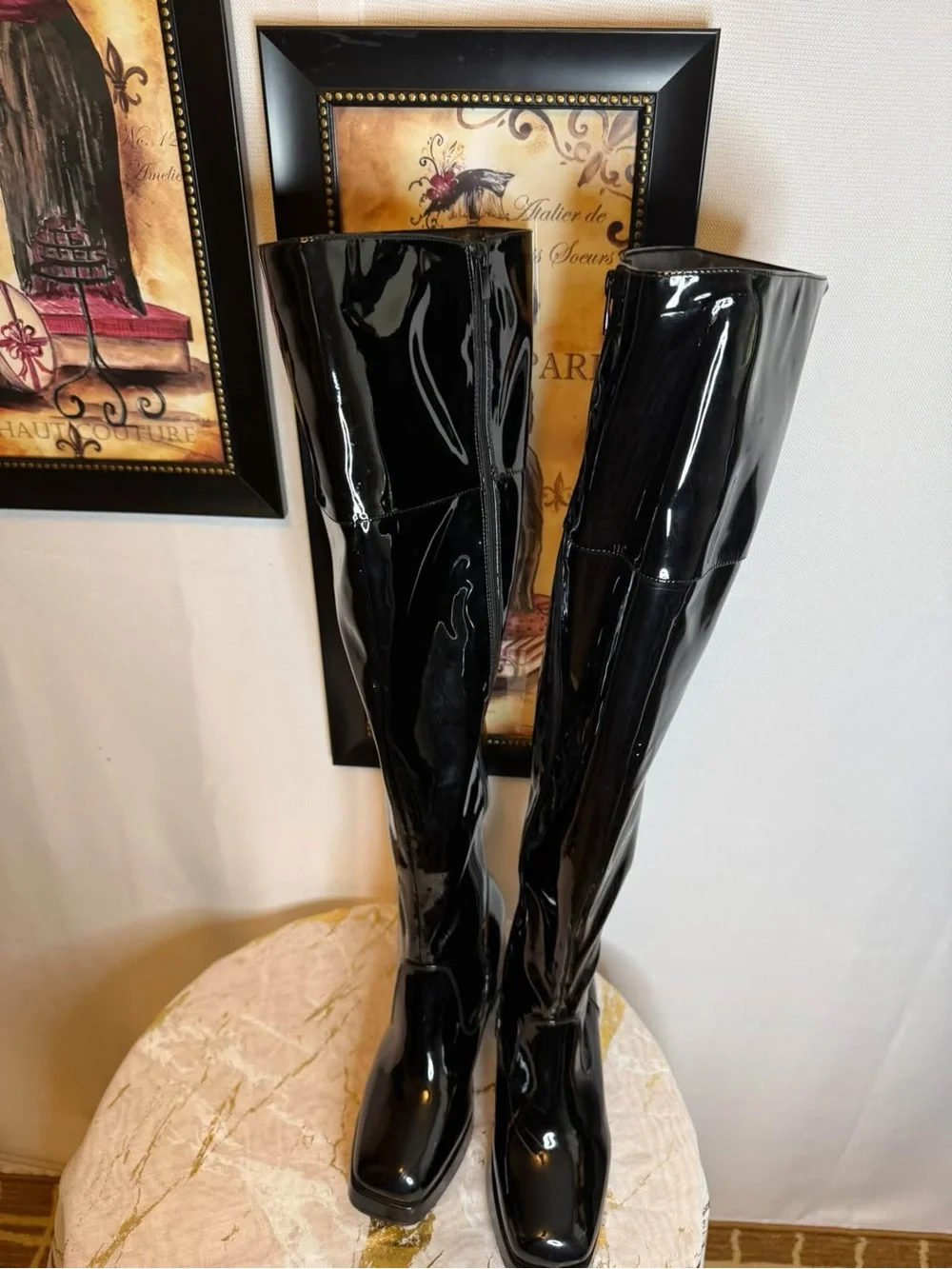 Olivia Miller Black Patent Over-the-Knee Thigh Boots
